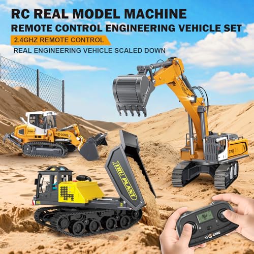 Adult Metal Mini 1:50 Remote Control Dump Truck, Screw-Driven, Comes with Two Batteries and a Carrying case, Making it an for Model Enthusiasts and Children. - color: Dump Truck