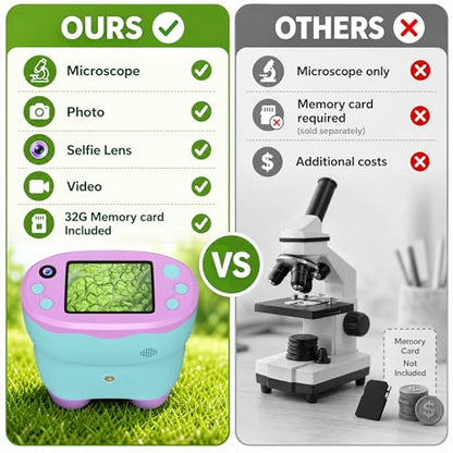 1000X Handheld Microscope for Kids 2.0" Screen 32GB Card Included - color: Purple