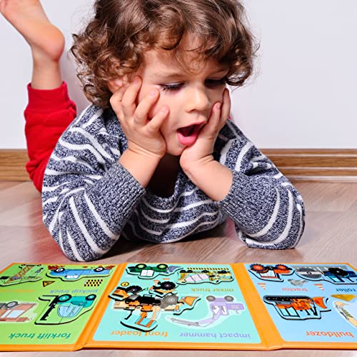 Magnetic Puzzles for Kids Ages 3-5, Travel Toddler Excavator Puzzle Toy - style: Engineering vehicle