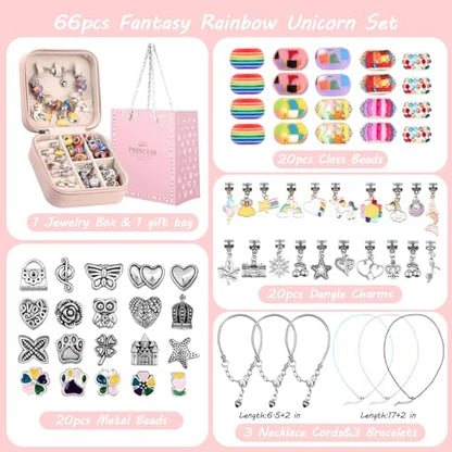 UFU Charm Bracelet Making Kit, Jewelry Making Kit Craft Gift for Girls 5 6 7 8-12, A Sweet Birthday Gift to Inspire Imagination & Creativity, with Portable Jewelry Box - color: D-Blue-1