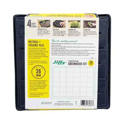 Jiffy Seed Starting Tray Kit - 36 Cell Plant Starter Trays, Portable - 11 x 11 x 4.25 in - 4 Pack - style: 4 Greenhouse Kit