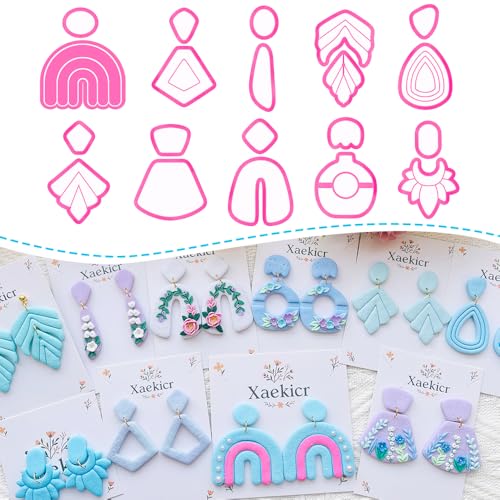 Xaekicr Abstract Shapes Polymer Clay Cutters Set – Clay Cutters for Polymer Molds, Clay Earring and Versatile Tools - color: 2P color