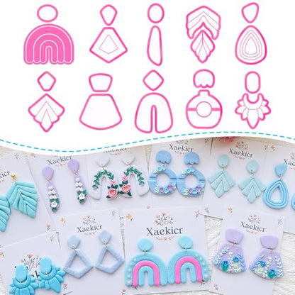 Xaekicr Abstract Shapes Polymer Clay Cutters Set – Clay Cutters for Polymer Molds, Clay Earring and Versatile Tools - color: 2P color
