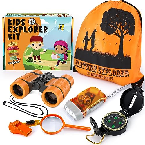 ESSENSON Kids Explorer Kit - Adventure Kit for Kids, Outdoor Explorer Kit with Binoculars, Summer Outdoor Toys for Kids Ages 4-8 - color: Orange