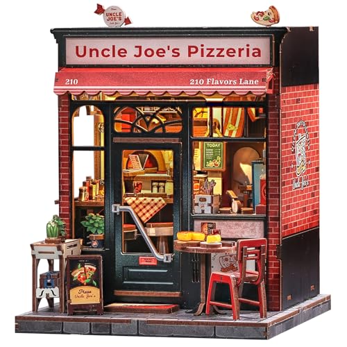Cutefun Book Nook Kits for Adults - DIY Miniature Pizza Shop House Kit - color: Uncle Joe's Pizzeria