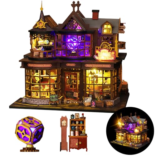 DIY Miniature House Kit Dollhouse Kit for Adults to Build Mini Magic House - color: Magic Treasure House