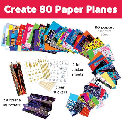 Creativity for Kids Stunt Squadron Fold & Launch Paper Airplanes: Create 80 Paper Airplanes, STEM Science Kit for Kids, Airplane Craft Kit for Kids, Gifts and Toys for Boys (Ages 6+) - style: Large Kit - 80 Airplanes
