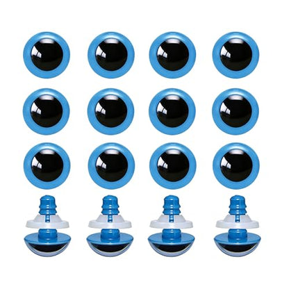 BESTCYC 100pcs 15mm Blue Plastic Safety Eyes Craft Eyes with Washers for Amigurumi Dolls Plush Animals DIY Craft Lovers Doll Makers Crochet Craft Supplies - color: Blue, size: 15mm