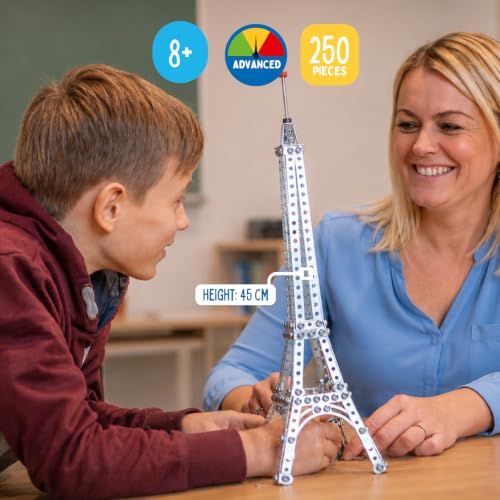 Eitech Landmark Series Eiffel Tower Construction Set & Educational Toy - Intro to Engineering & STEM Learning with 250 Pieces - Promotes Innovation, Creativity, and Cognitive Development - size: Paris - Eiffel Tower
