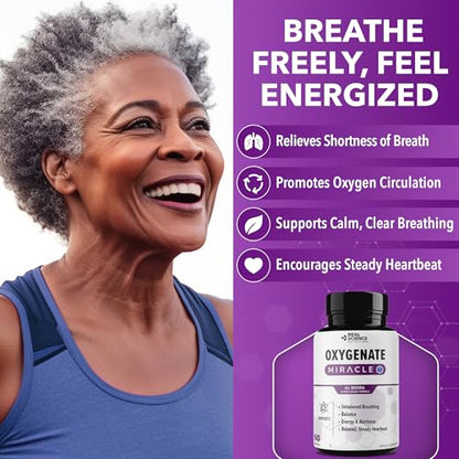 Real Science Oxygenate Miracle – Daily Lung & Circulation Support Supplement for Breathing Comfort and Energy – Supports Respiratory Function and Overall Wellness, 60 Caps - size: 60 Count (Pack of 1)