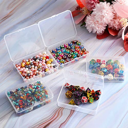 SATINIOR 48 Packs Clear Small Plastic Containers Transparent Storage Box with Hinged Lid for Small Items Crafts Jewelry (4.4 x 3.3 x 1.2 Inch) - size: 4.4 x 3.3 x 1.2 in
