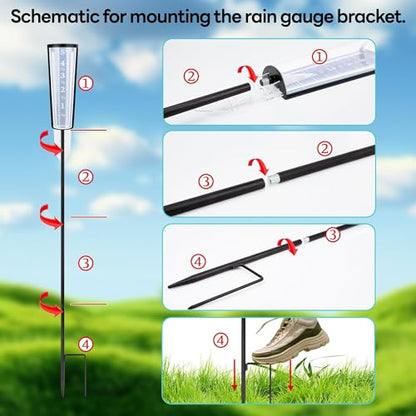 Rain Gauge Stand Replacement for AcuRite 00850A3, Freestanding Adjustable Rain Gauge Holder Mount Accessory, 13.9 in or 23.3 in, Rain Gauge Not Included