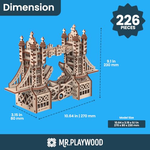 Mr. Playwood Tower Bridge Small Wooden Mechanical 3D Puzzle