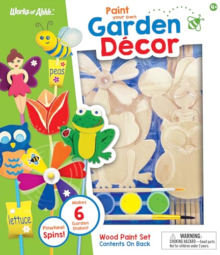 Works of Ahhh... Garden Decor Wood Paint Kit - Wood Craft Kit, Educational, Fun - Ages 4+ - style: Garden Décor