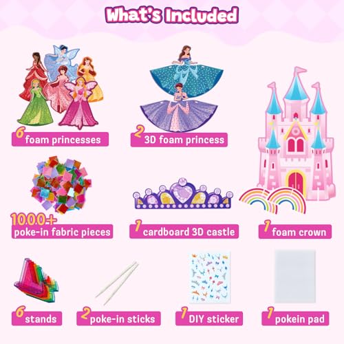 JoyCat Poke Art Kit for Girls, 3D Princess Craft with Fairy Tale Castle - color: Fairy Tale Princess Kit