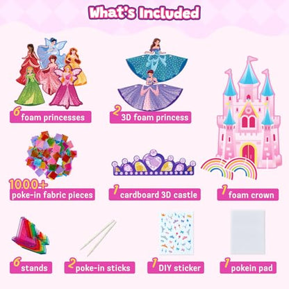 JoyCat Poke Art Kit for Girls, 3D Princess Craft with Fairy Tale Castle - color: Fairy Tale Princess Kit