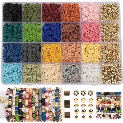 2590pcs Earth Tone Clay Beads for Bracelets Making - color: Earth Tone