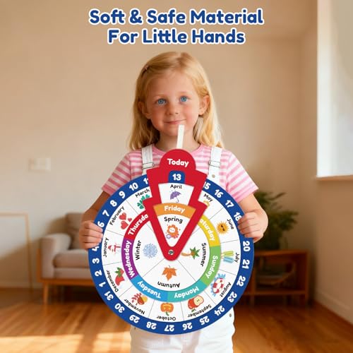 Wheel of the Year,Season Calendar Wheel,Montessori Felt Circular Calendar Wheel of the Year,Seasons Wheel Calendar Montessori Homeschool Wheel fo the Year Calendar for Kids Preschool - style: Calendar Wheel