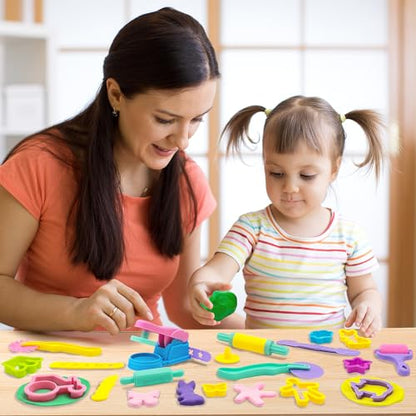 Dough Tools 36pcs Dough Play Tools Set for Kids with Dough Cutters,Roller,Rolling Pins,Dough Extruder
