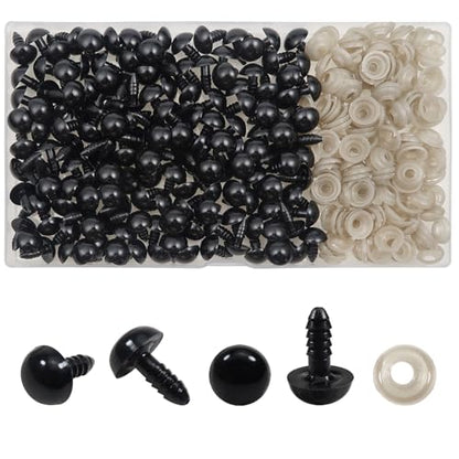 TOAOB 150pcs 12mm Black Plastic Safety Eyes Crafts Safety Eyes with 150pcs Washers for Stuffed Animals Amigurumis Crochet Doll Making - size: 12mm