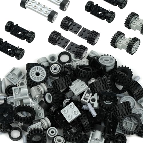 122PCS Wheels Axles Building Set Tires Bulk Bricks Car Parts Accessories - color: Gray1