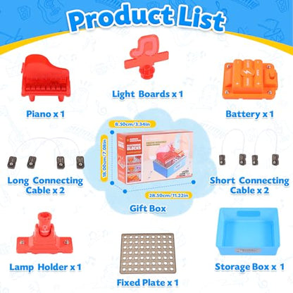 Science Kits for Kids, Children's STEM Educational Toy, DIY Circuit Connections, Playable Piano Enlightenment Toy, Educational Fun Toy Gift for Boys and Girls - color: Red
