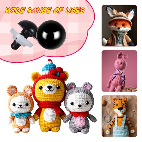 Vanblue 132pcs 14-30mm Large Safety Eyes with Washer for Amigurumi Black Safety Eyes for Crochet Stuffed Animal Eyes Craft Doll Plastic Safety Eyes for DIY Toy Making Supplies Halloween Decorations - size: 14-30mm