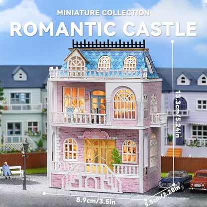 Flever Dollhouse Miniature DIY House Kit Creative Room with Furniture for Romantic Valentine's Gift (Romantic Castle) - color: Romantic Castle