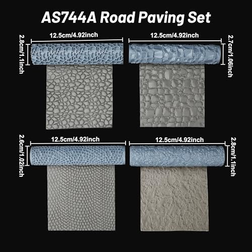 AUSPDICE RPG Terrain Texture Roller for Foam and Clay Modeling - color: As744a Road Paving Set