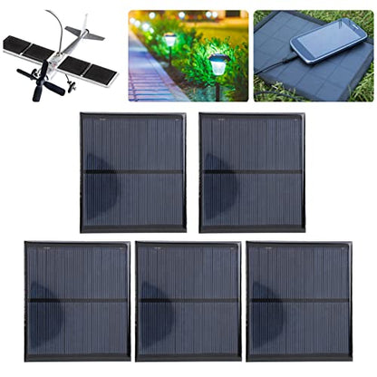 Mini Solar Panels, 6V 2W Mini Solar Cells for Solar Power, DIY Electric Toy Materials Photovoltaic Cells, Solar DIY System Kits, 90x80mm/3.5x3.1in, 5PCS, for Solar Light, Charger