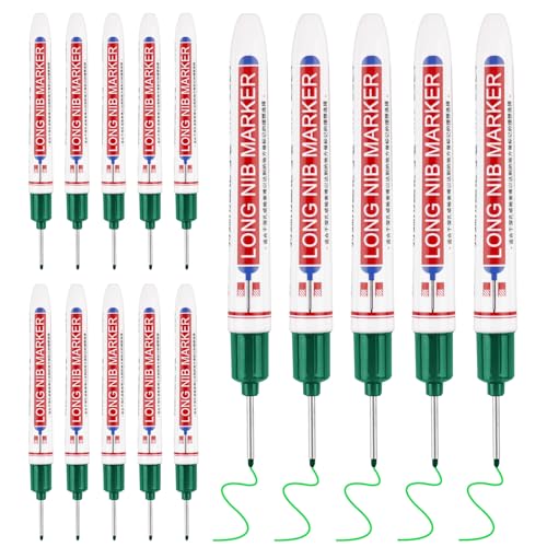 15 Pcs Long Nib Marker Pens with 20 mm Long Head Nose Tip, Green - color: Green
