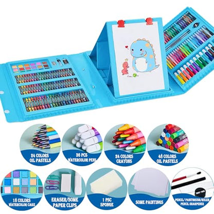 DLUCKY 208 PCS Art Supplies Drawing Art Kit Adults for Kids Art Set,Blue - color: BLUE