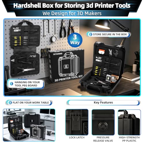 62pcs 3D Printer Tool Kit and Accessories with Hardshell Box incl. Long Nose Pliers, Flush Cutter, Metal/Plastic Scrapers, Finishing Files, for Bambu Lab A1/P1S/P1P, Flashforge & All FDM/SLA Printers - style: Maker Suite Pro