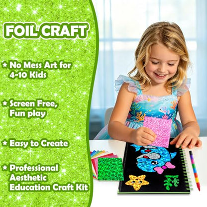FUNNYB&G Foil Art Craft Kit for Kids, Sparkly Birthday Gift Toy for Kids - style: Animal World