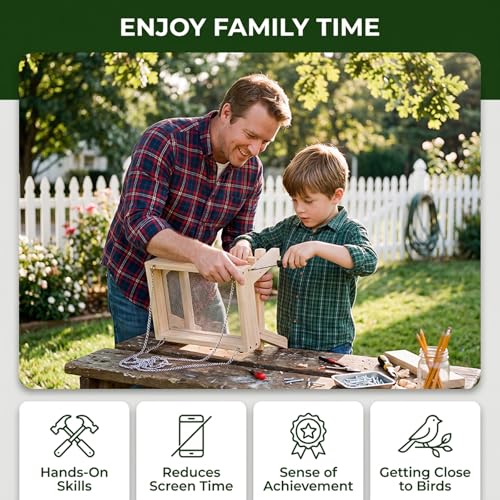 DIY Bird Feeder Kit for Kids and Adults, Wooden Picnic Table Hanging Bird Feeder Craft Kit with Paints, Brushes for Backyard Garden Bird Watching
