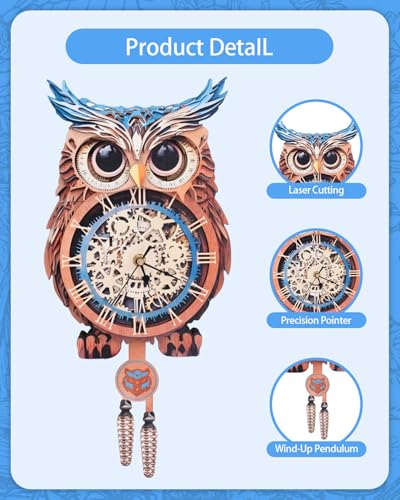3D Puzzles for Adults, Owl Clock 3D DIY Model Kit Crafts