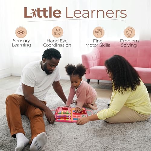 Montessori Busy Book for Toddlers, Pink Busy Board Book. Ages 3+ - color: Pink