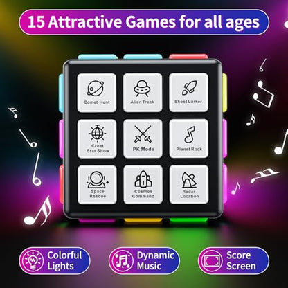 Niufunmal Rechargeable Puzzle Cube with Games, 15 Fun Memory & Speed Games