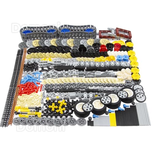 Domoni Technic Parts, 968 Pieces Car Gear Axle Pin Chain Link Tire Wheels