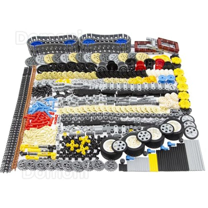 Domoni Technic Parts, 968 Pieces Car Gear Axle Pin Chain Link Tire Wheels