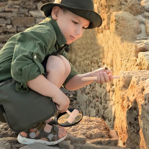 SHINEOFI Dinosaur Digging Tools Toy Set for Kids Ages 4-12 - Small Lightweight Hammer Chisel and Brush Excavation Kit for Stem Learning and Gemstone Digging Activity