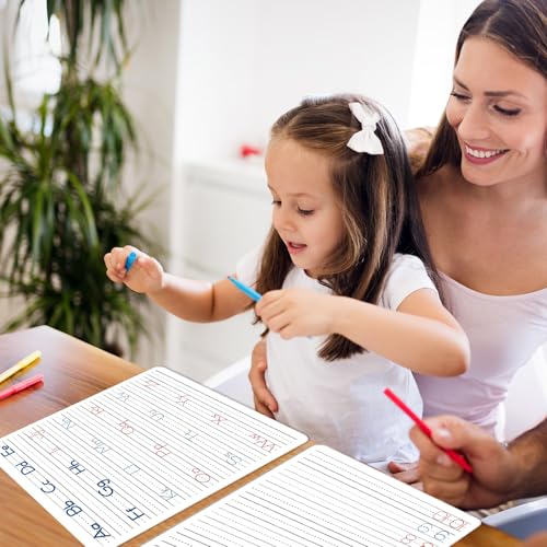 24Pcs Handwriting Practice Double Sided Cardboard for Student ABC Alphabet Tracing Dry Erase Whiteboard Letters Numbers Writing Paper Cardboard for Teacher Teaching Tool Portable12 x 9" - style: ABC Alphabet Tracing & Numbers