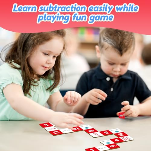Kasfalci Subtraction Dominoes Set,Math Manipulatives Games for Kids,Counting Toys,Learning Games,Preschool Learning Activities,Homeschool Supplies,Kindergarten Classroom Must Haves,1st 2nd 3rd Grade - color: Red