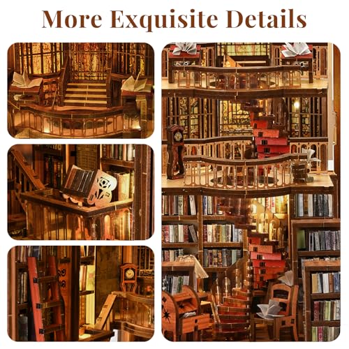 CCCDF Abbey Library Book Nook Kit, DIY Miniature House Kit with LED - color: Abbey Library