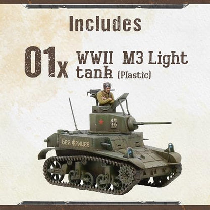 Wargames Delivered - Warlord Games Bolt Action M3 Stuart Tank with Bonus Miniature STL Download - US Tank, WW2 Miniatures, 28mm Scale, Army Model Kit for Miniature Wargaming - color: M3 Stuart Tank