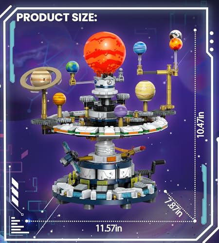 Rotatable Solar System Building Set, Space Exploration Building Blocks Set, Solar System Toys for Birthday for Teens Ages 12-14+ (963pcs)