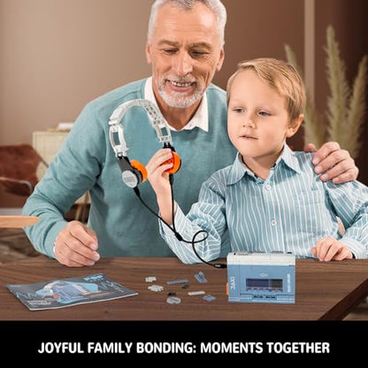 NEWABWN Retro Cassette Player Building Set with Headphones Display Model - style: A