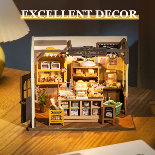 ROBOTIME Miniature House Kit, DIY Mini Dollhouse with LED Light for Adults - color: Becka's Baking House