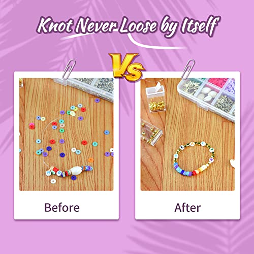 SZXTC 4 Pcs Clay Beads Bracelets Professional Elastic String Kont Fixing Drip, Keep Stretch String Braclet Stay Tied for Flat Round Polymer Heishi Beads Spacer Charm Jewelry Making Kit - color: White 4 Pcs