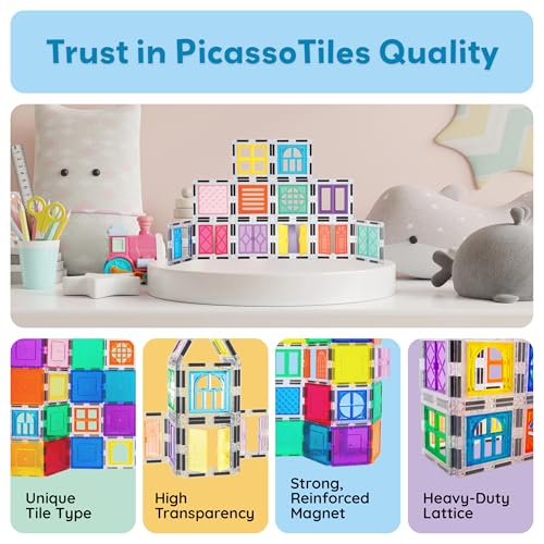 PicassoTiles Window and Door Clip On Magnetic Blocks Magnet Tiles Magnets Building Tile Construction Toy Set STEM Education Toys Learning Kit Stacking Block Playset Boys & Girls Age 3+ PT30 - color: 30 Pcs Window and Door